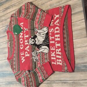 Christmas humor sweater Jesus It's my birthday sweater size L